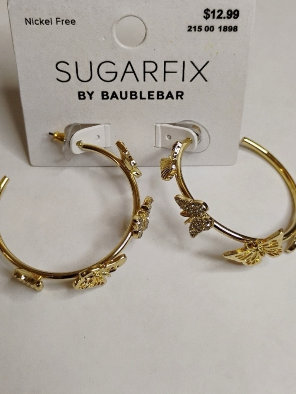 SugarFix Gold Butterfly Hoop Earrings